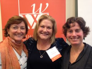 Photo of Trish Keegan, Chris Charbonneau, and Dr. Sarah Prager at Washington Women's Foundation Discovery Days 2015