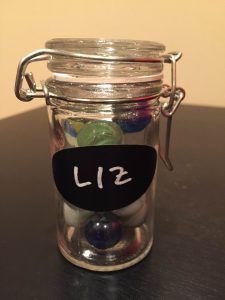 Photo of Washington Women's Foundation member Liz McGrath's marble jar friends