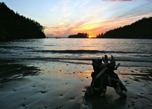 Photo of sunset from shoreline on Whidbey Island